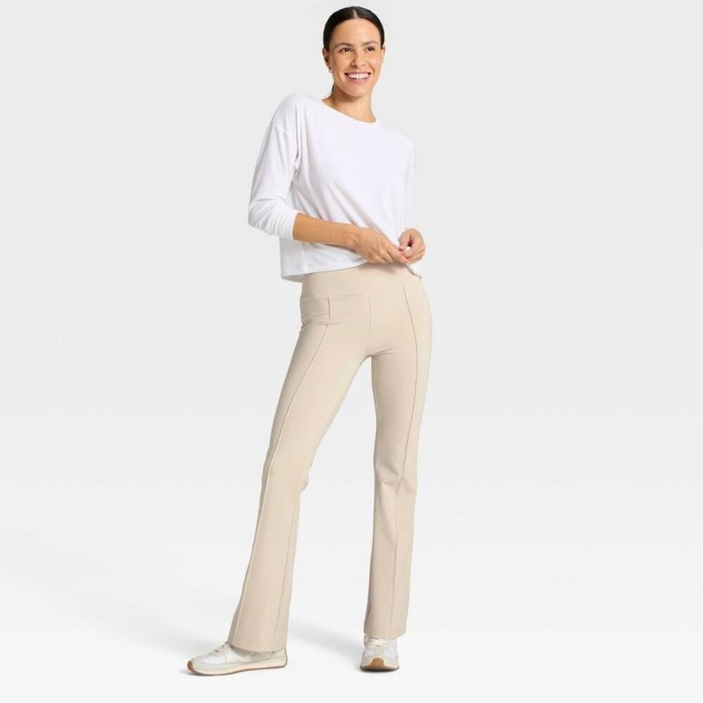 Women's High-Rise Fleece Lined Winter Flare Leggings - All In Motion Gray S - Picture 3 of 5